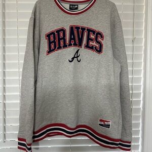 Men's Atlanta Braves Genuine Merch New Era Heather Gray Throwback Sweatshirt